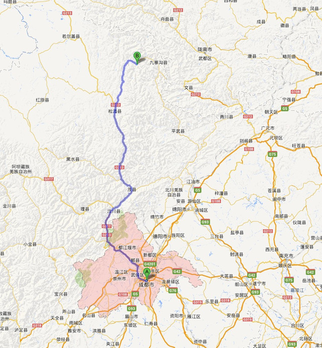 成都到九寨沟的行车线路