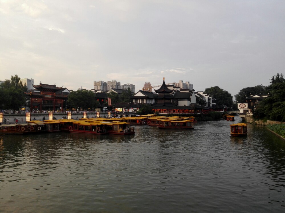 上了灯光的夫子庙效果不错的.桥上全是占地儿拍照的人.