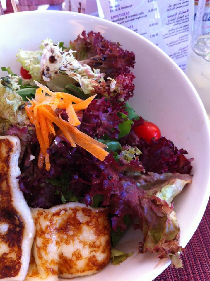 salat with haloymi cheese from cyprous