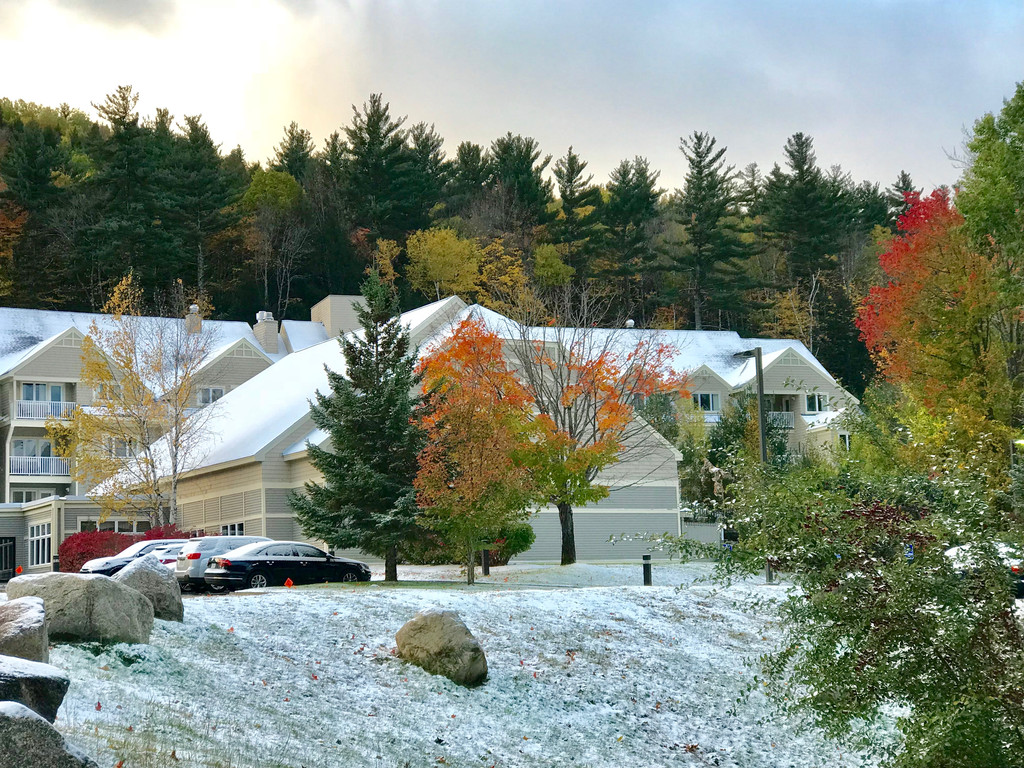 美国白山赏红叶遇初雪,风景美到神安排