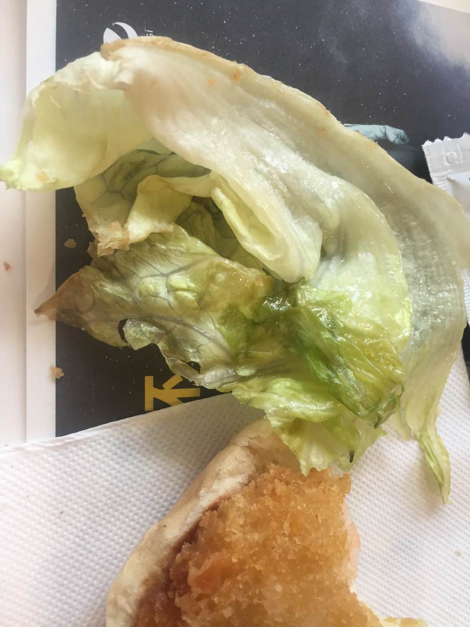 汉堡干的要死,生菜都烂了,烂了就别放呗