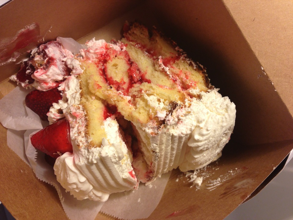huge strawberry cream cake!