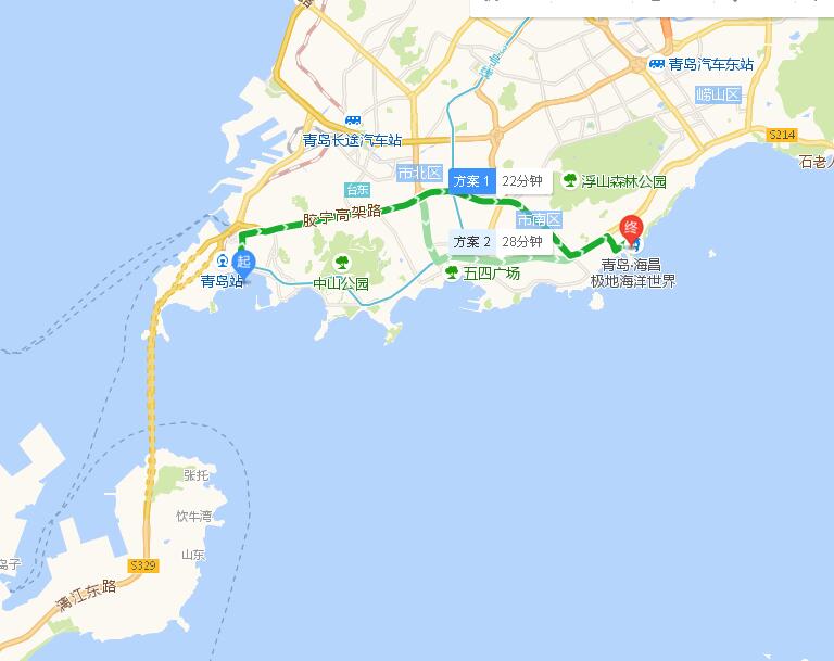 青岛栈桥和极地海洋馆之间有多远