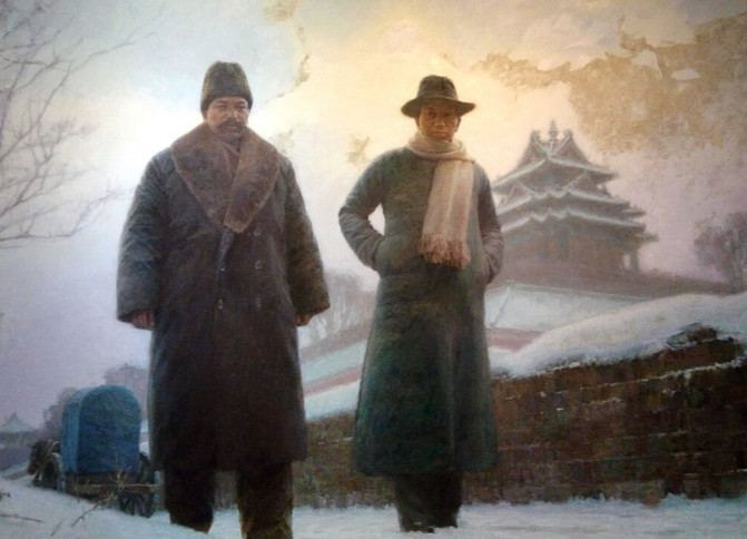 《南陈北李,相约建党》油画