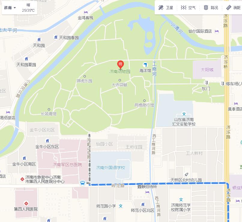 00  末:20:30   5站  步行 349米 至 终点(约5分钟)济南动物园,路线