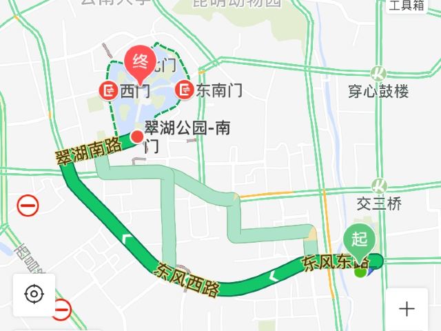 昆明的东风广场怎样坐车去翠湖公园