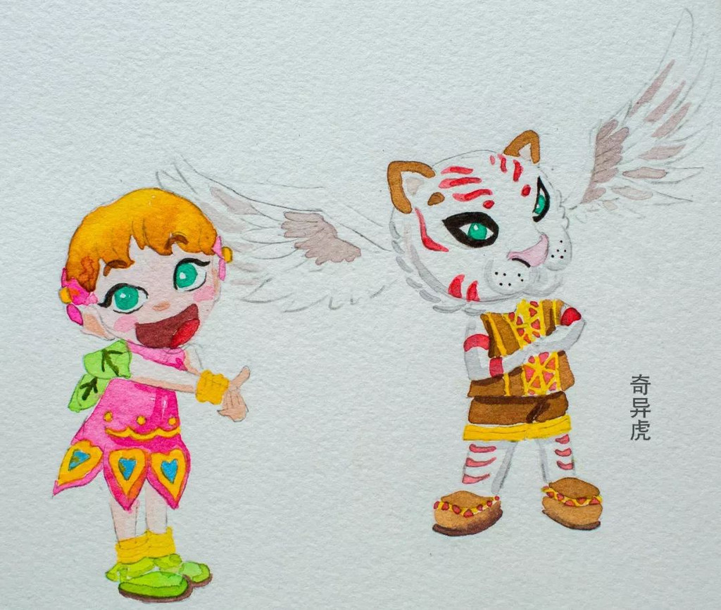 右边这只可爱的长着翅膀的小老虎是云南欢乐世界的吉祥物叫做奇异虎