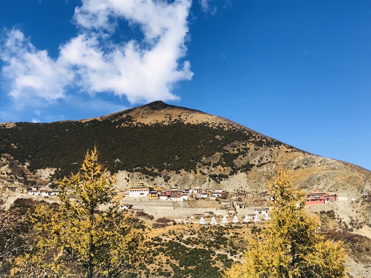 【携程攻略】稻城热乌寺景点,热乌寺庙依山势而建,前缘是一排白塔