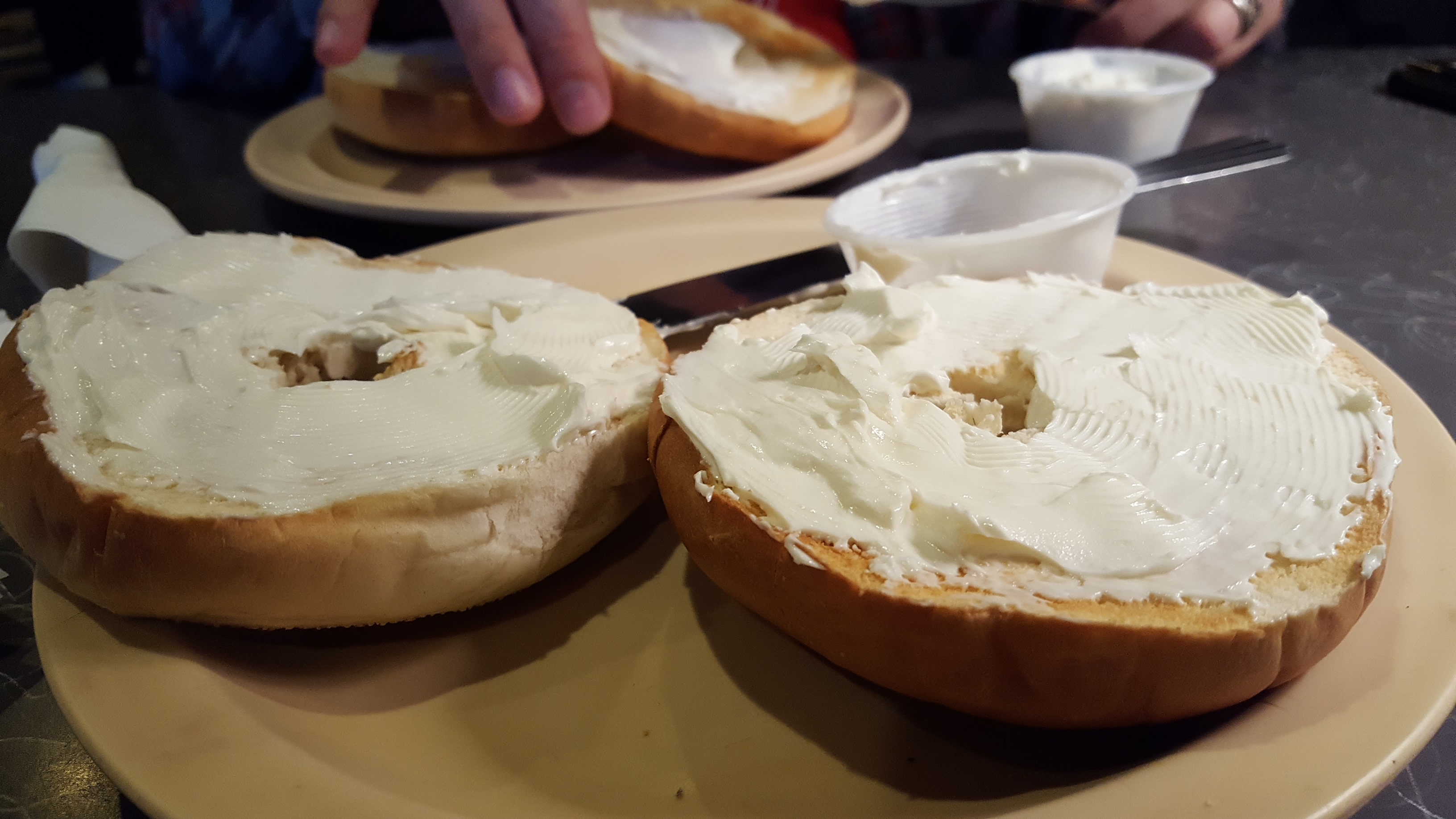creamy cheese bagel