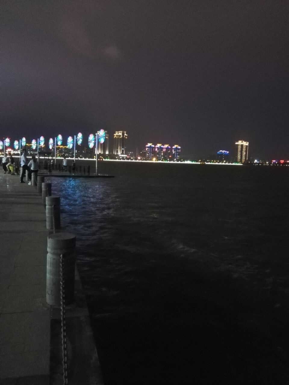 这是一坐跨氿大桥,站在桥上,团氿的风光一览无余,特别说晚上,氿边霓虹