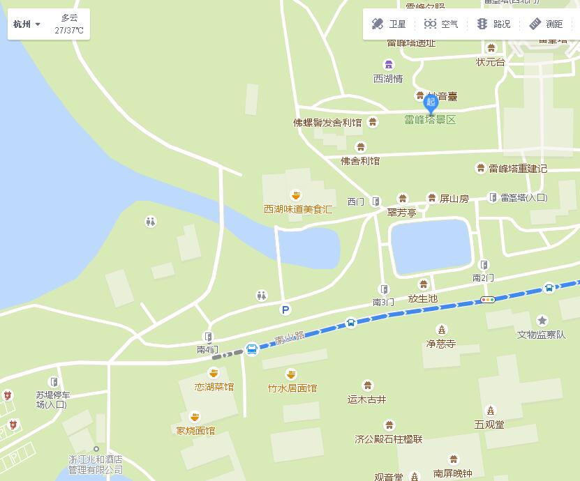 雷峰塔景区步行 43米 至 净寺(约1分钟),路线详见图片 坐52路外环