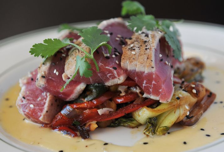 try the five-peppercorn-crusted ahi tuna&#x