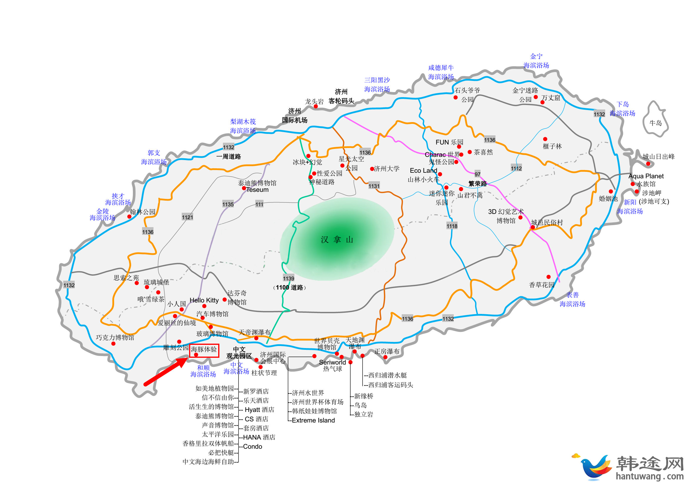 地图吧,是济州岛的景点位置分布图,基本上济州岛著名的旅游景点都包括