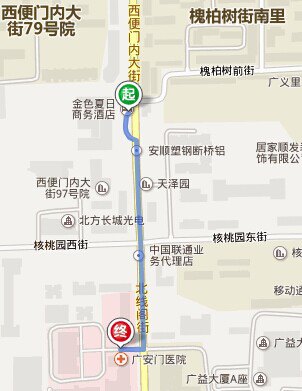 北京金色夏日商务酒店#距离广安门医院的距离?怎麼去