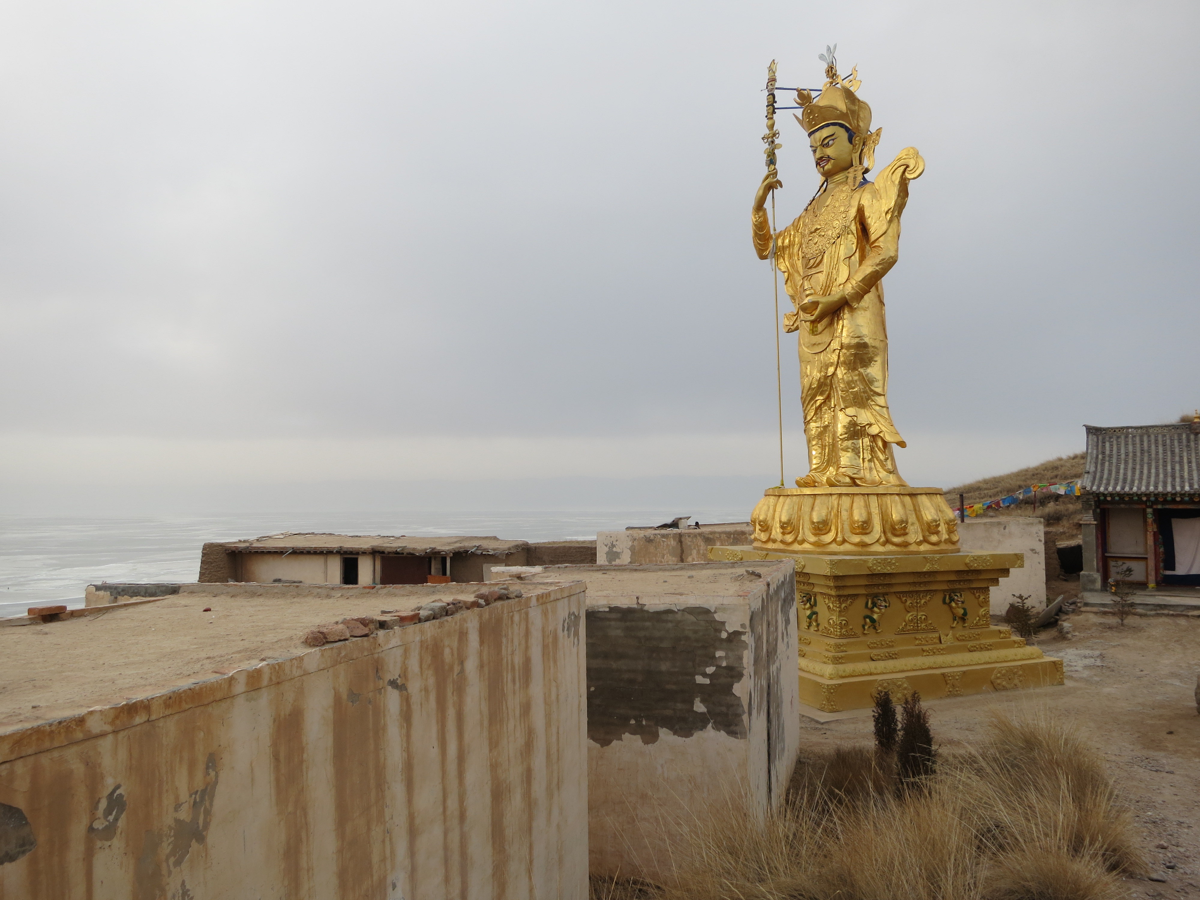 海心山是青海湖中心的岛,岛上以草地为主,建有莲花庵,有几位尼姑和