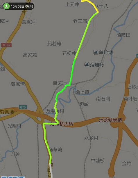 第二段,公路段,从十八泉到107国道水停江,约13公里,路线图如下