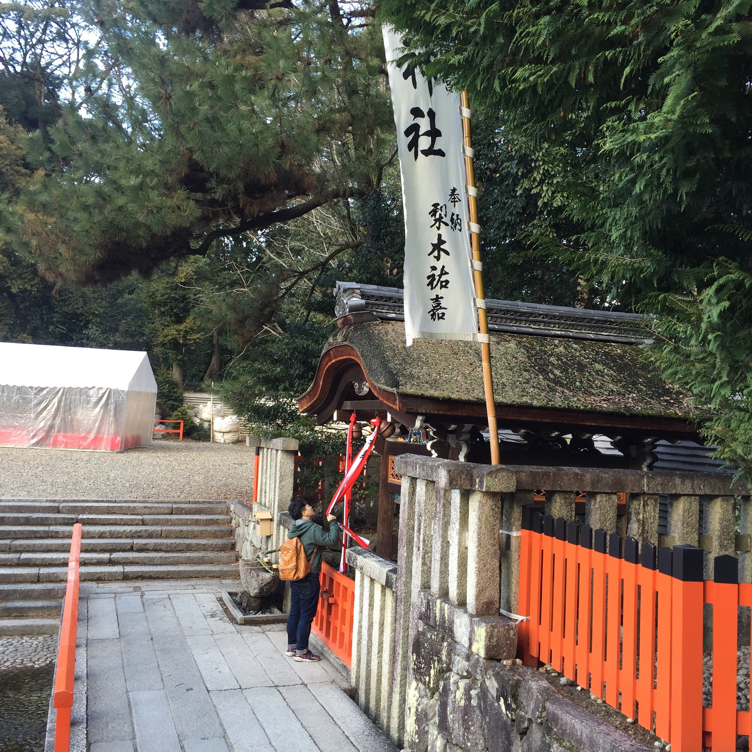 日本神社门手绘