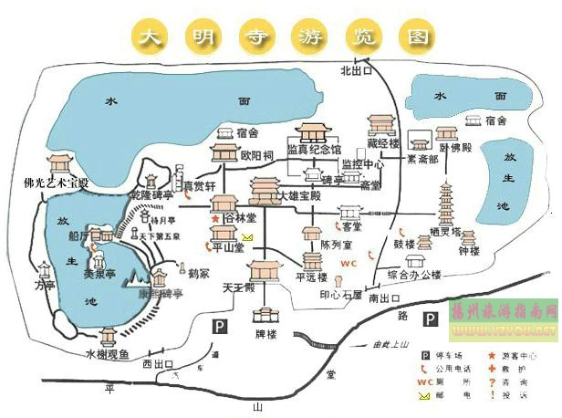 扬州景点导游图,打印
