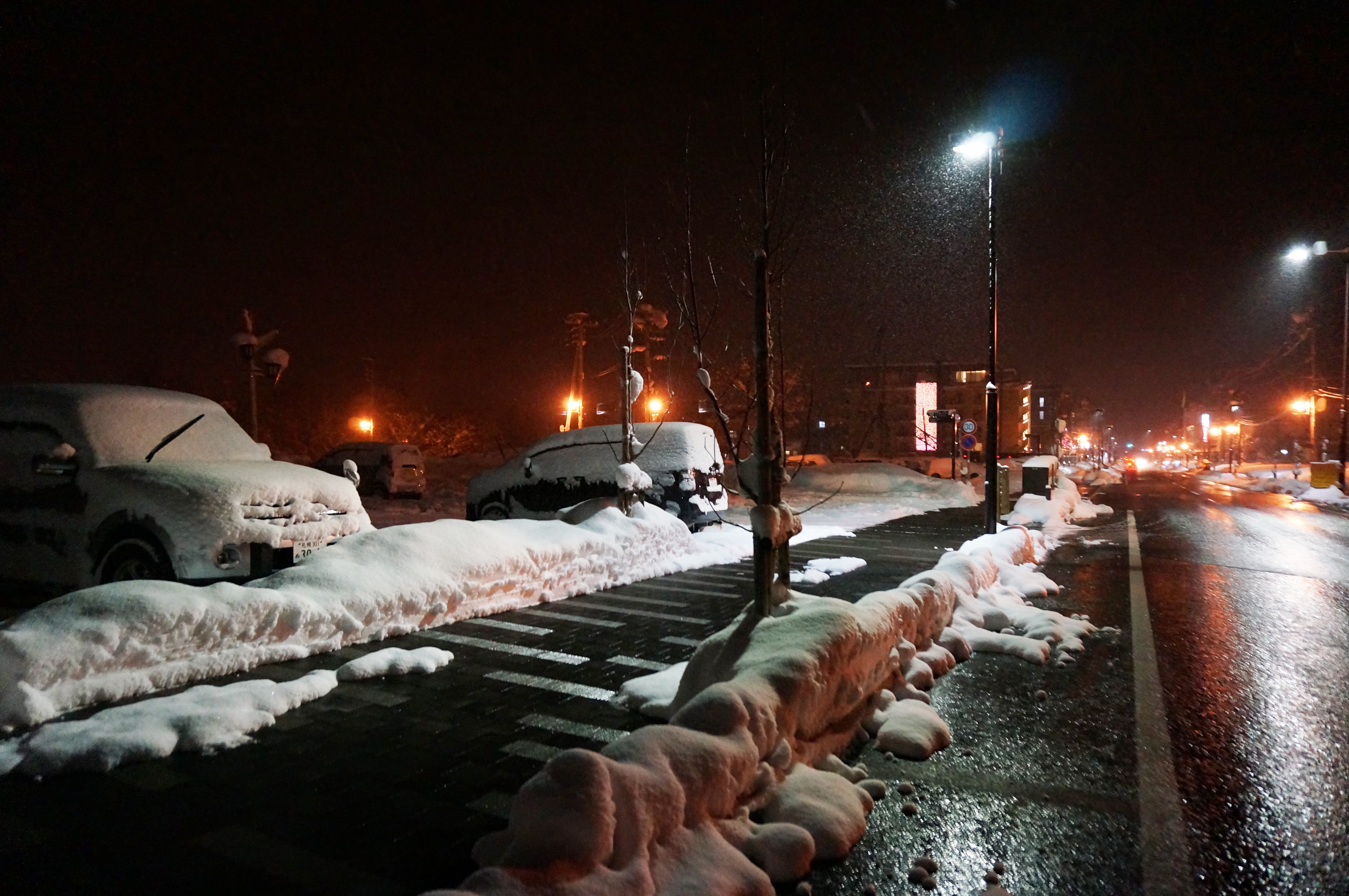 晚餐后我们开始在周围溜达,欣赏宁静夜雪的同时,顺便也了解了一下街道