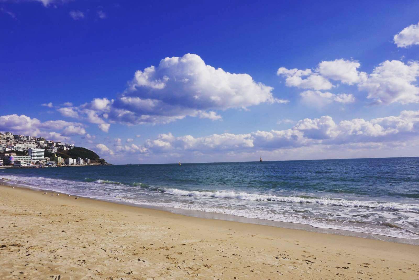 2023海云台海水浴场游玩攻略,沙滩很干净,二月去时风不大.