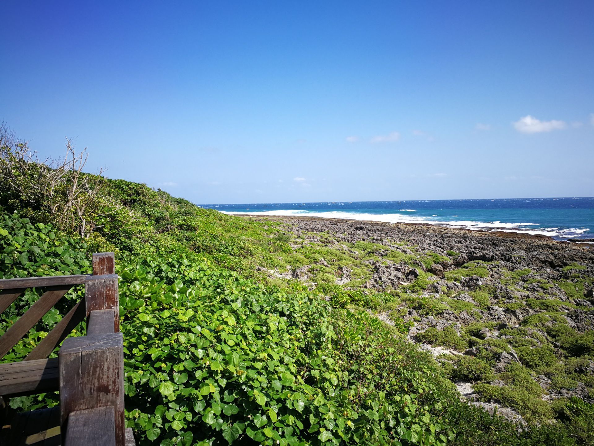 最南端观海平台是为了方便游客修建了木质观景平台位于鹅銮鼻公园东南