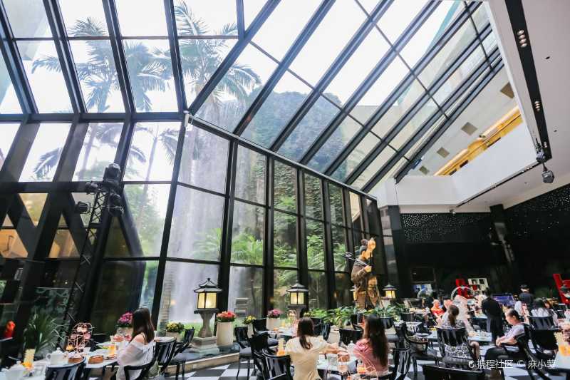 广州网红下午茶花园酒店瀑布餐厅