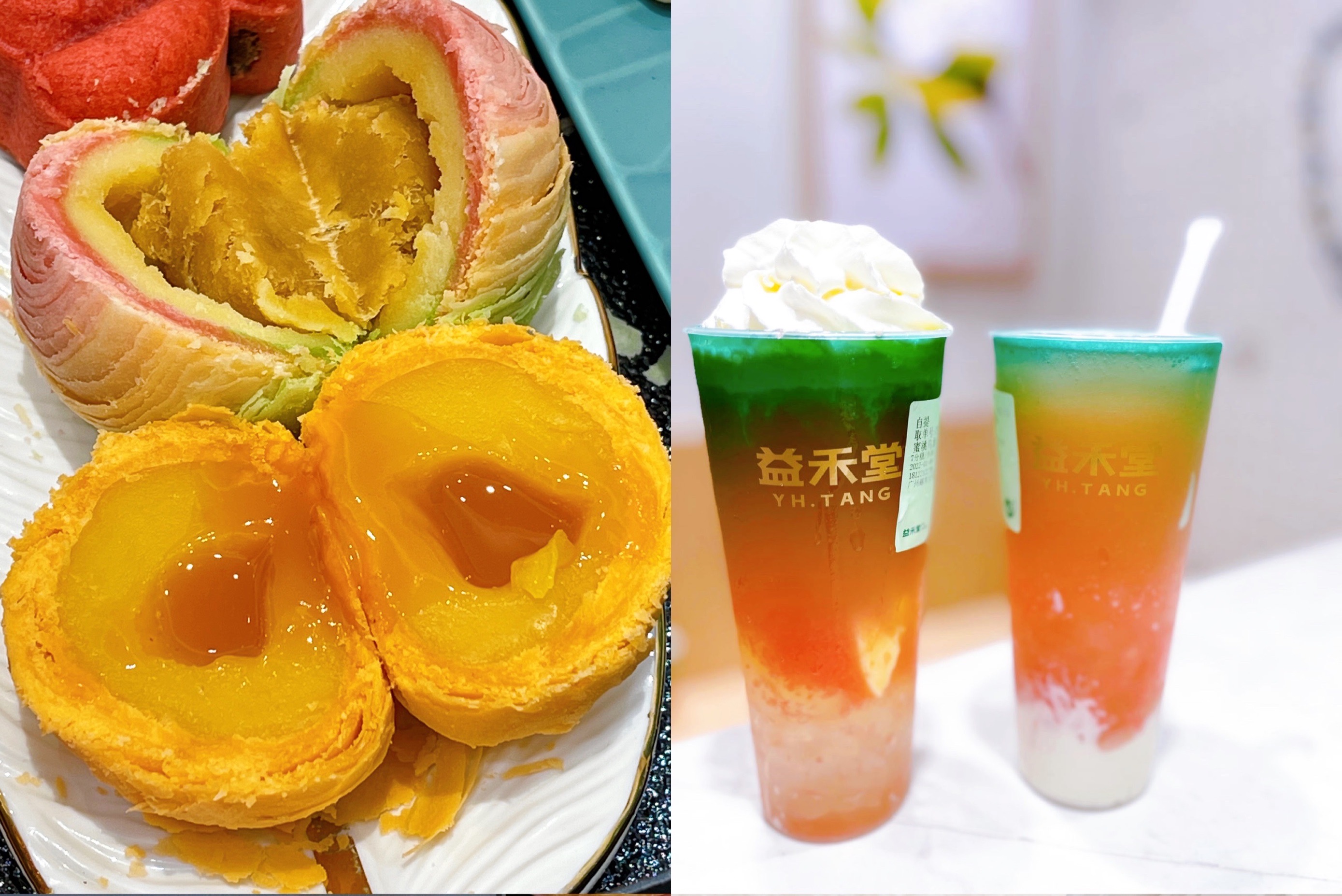 益禾堂蜜桃乌龙配广式糕点精致下午茶
