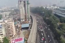 孟买城市主干道航拍，不愧是世界级一线城市