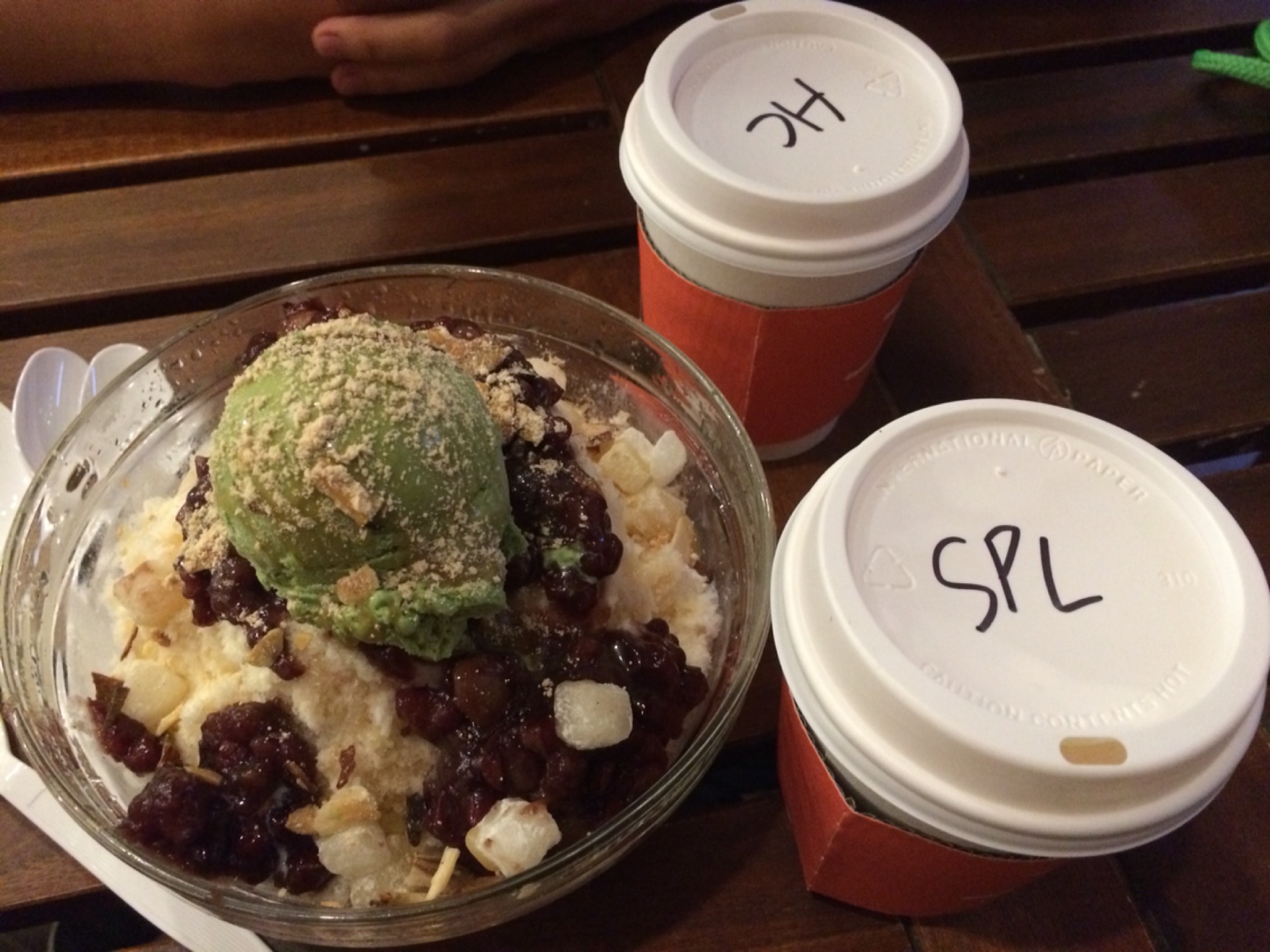 latte was meh, but the matcha green tea and red bean shaved ice