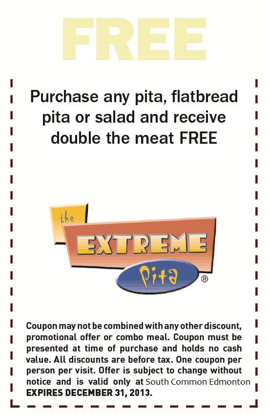 2022extreme pita edmonton美食餐厅,free double the meat coupon.