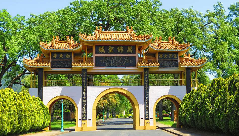 在加州ukiah镇的万佛圣城里大约有30只孔雀,是与孔雀亲密接触的好去处