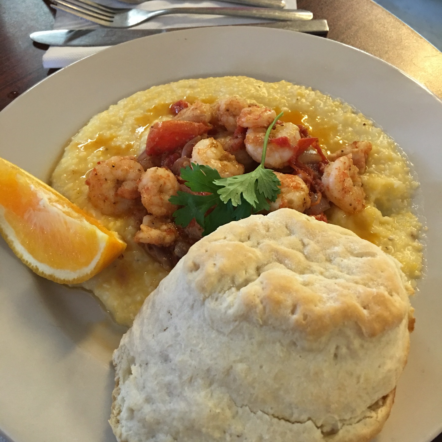 gotta get the shrimp and grits! biscuits and gr.