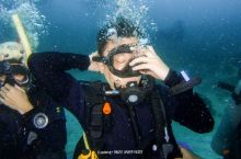 我们的第一潜是在涛岛北部的Mango Bay，下潜到了8米，水下时间36分钟，做了D2 的各种技巧。