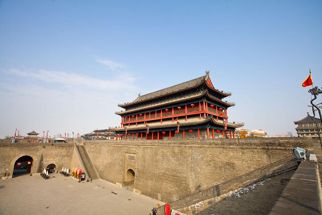 西安城墙 全景图图片