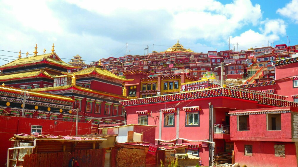 这是亚洲最大的佛学院,有3-4万个红房子,里面住着各地来学佛的信徒