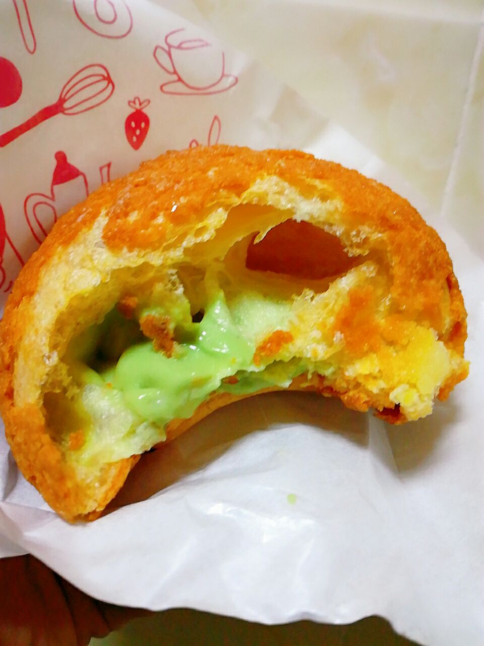 抹茶口感醇香的抹茶味抹茶本身的微苦微甜更加丰富泡芙的口感酥香茶香