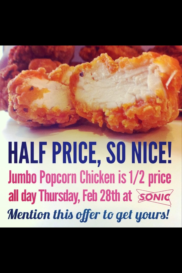 half off popcorn chicken. today!