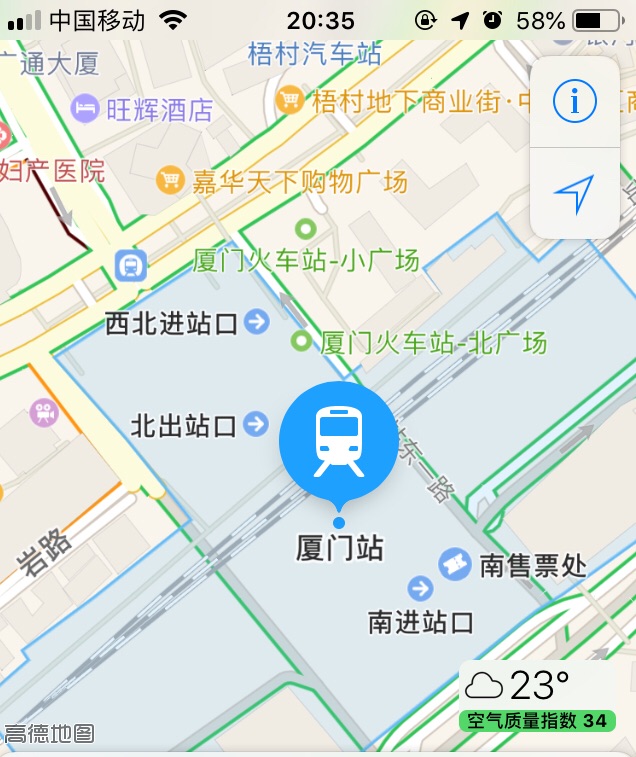 地图得知火车厦门北站位于后溪镇是厦门轨道交通集团有限公司运营管理