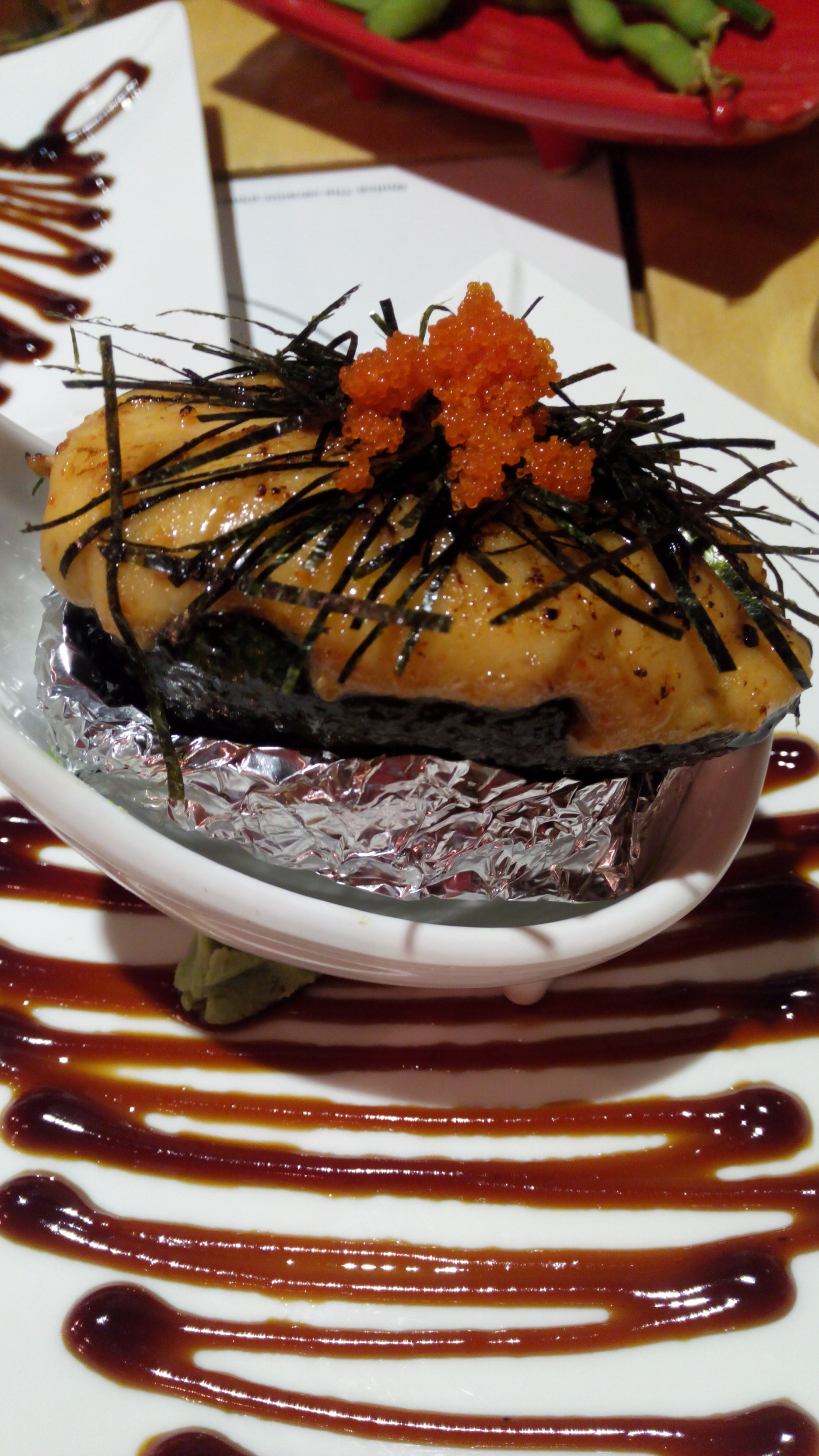great flavour from baked avocado with miso paste.