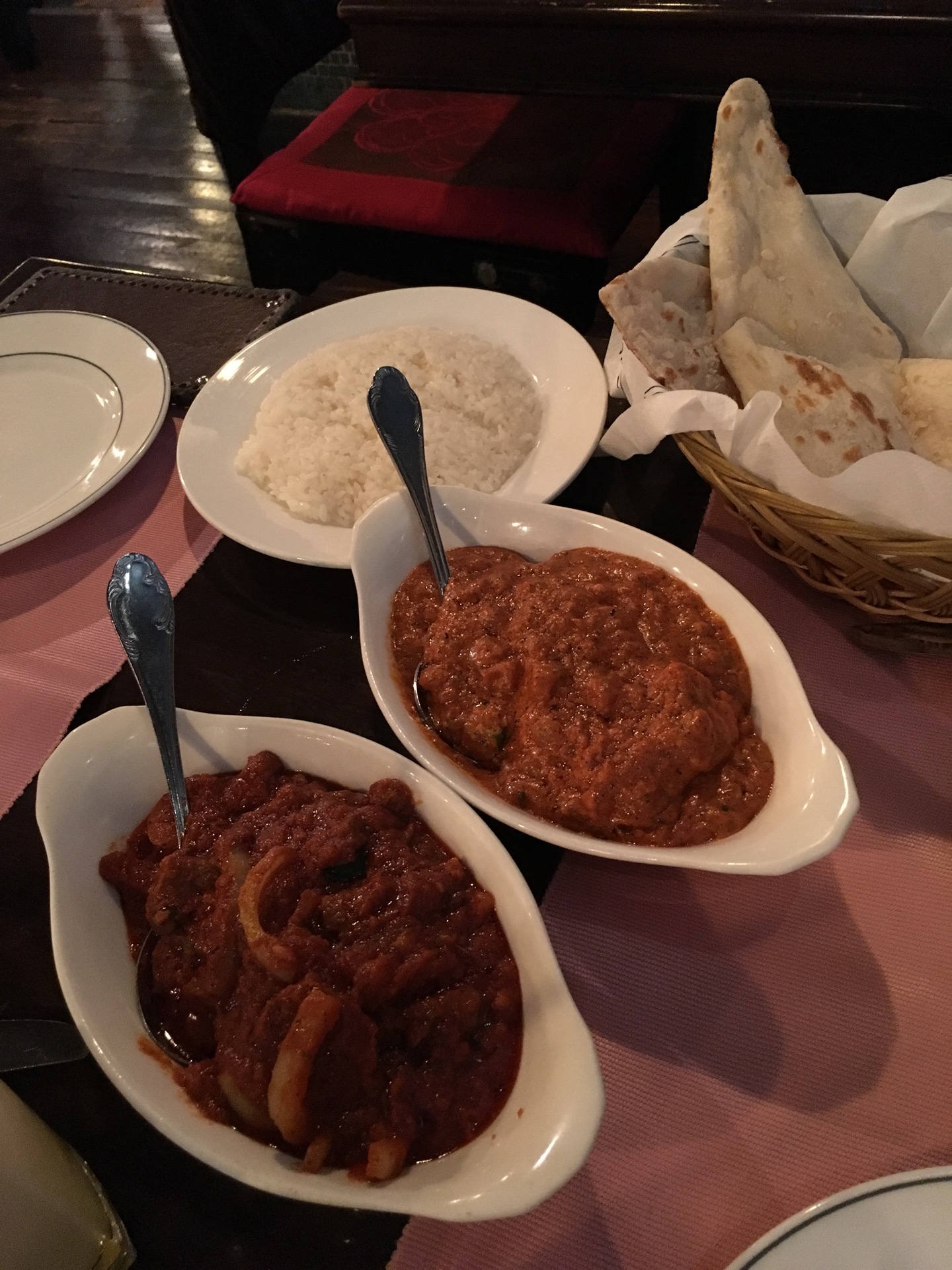 we had beef chili curry? and chicken tikka masa.