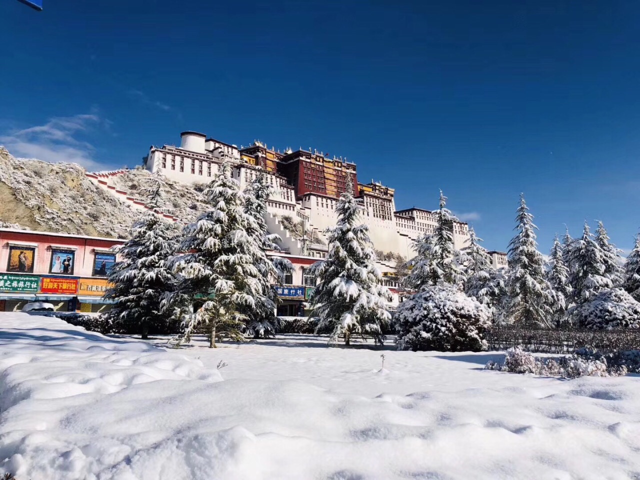拉萨冬日的雪景，真的美！__凤凰网