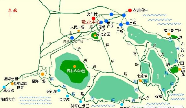 以下是我之前给你的回答,现在补充一张大连的景点分布图给你,详见以下