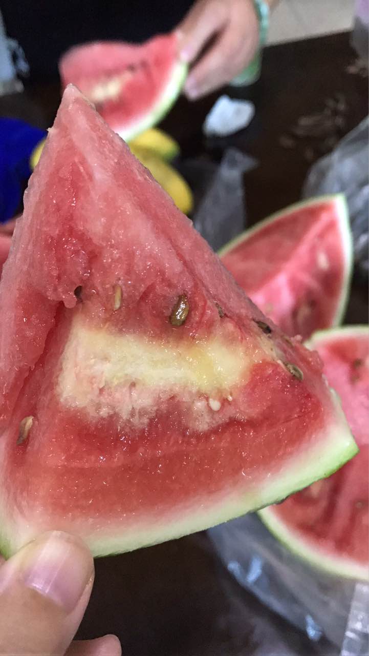 买到的西瓜里有一个是催熟的,呵呵了.直接扔