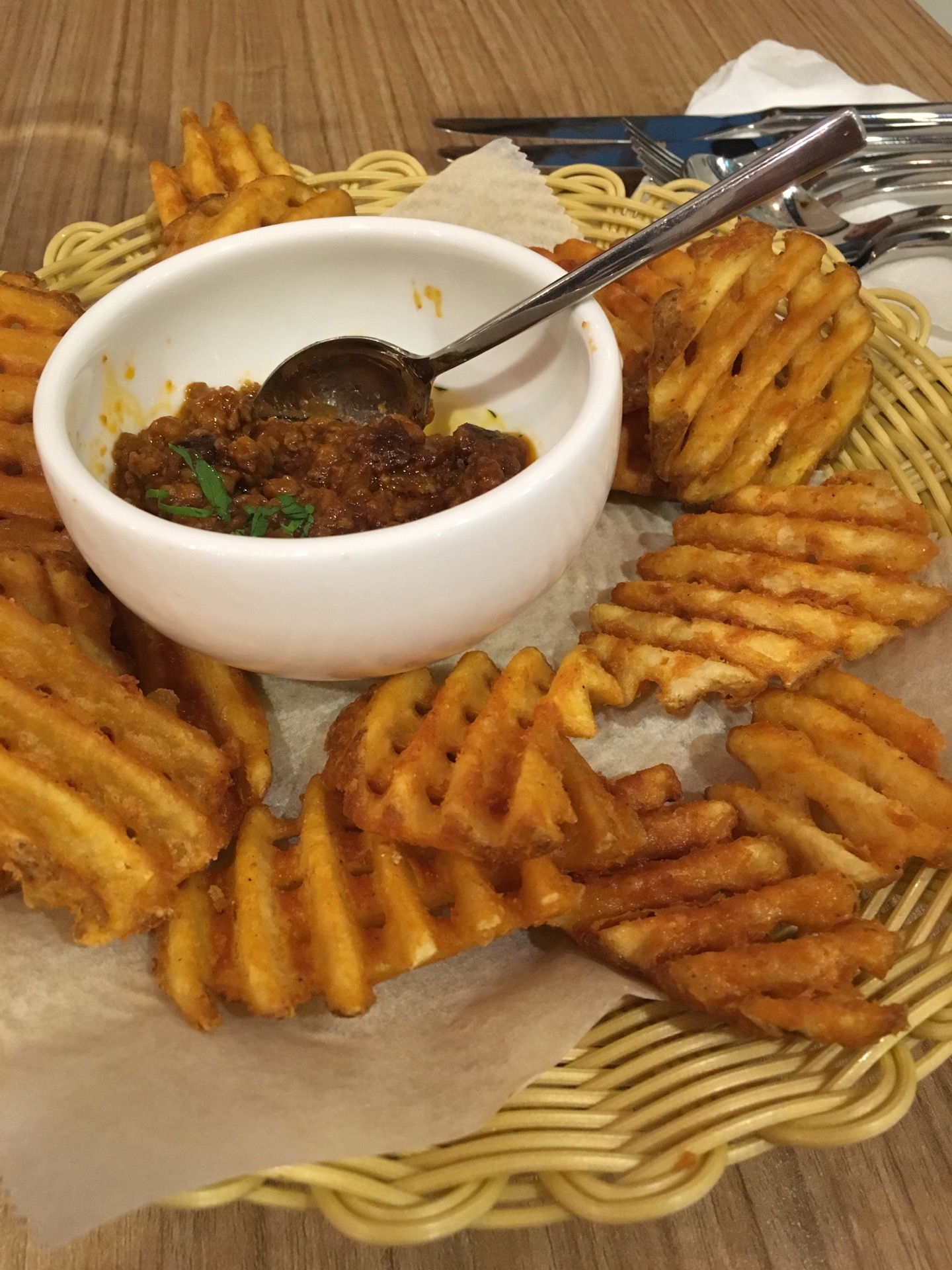 amazing chilli dog waffle fries