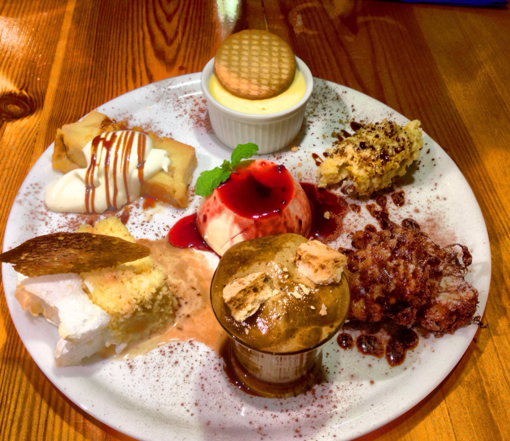 try the housewine and the dessert potpourri.