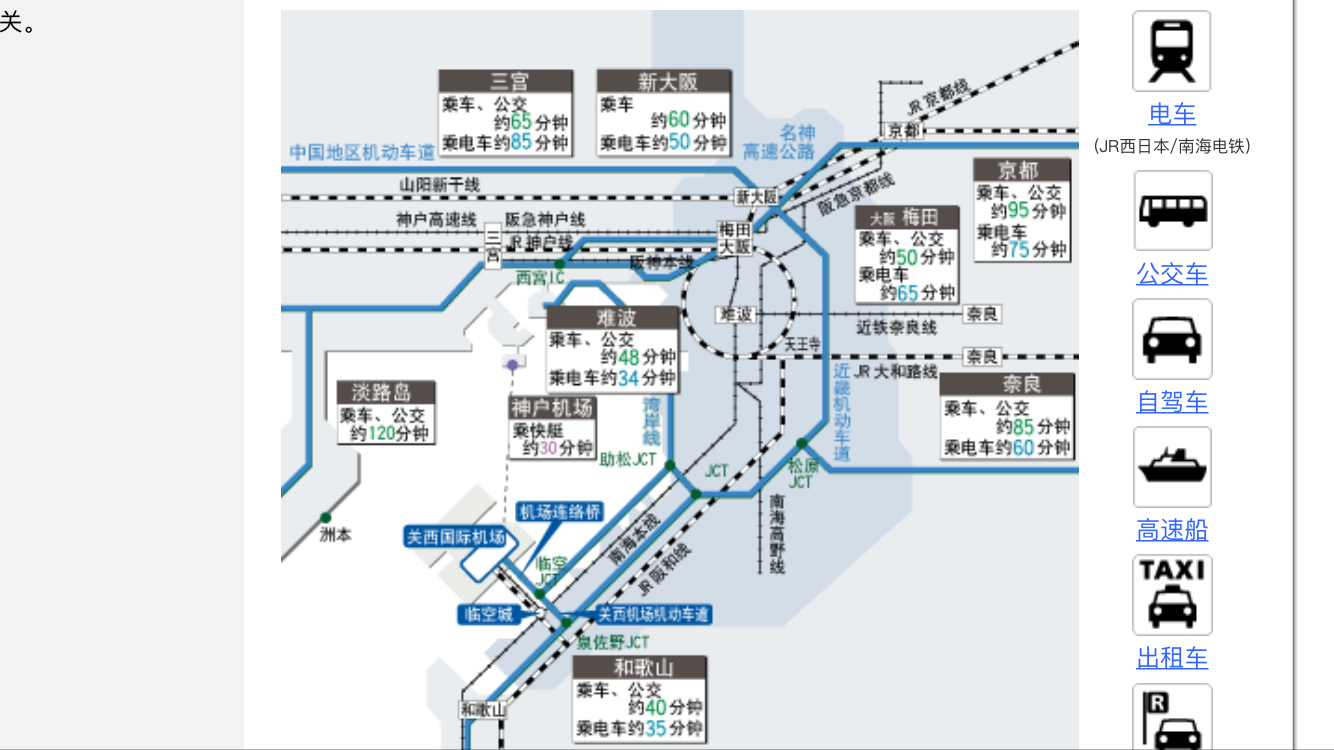 急求去大阪关西机场巴士的线路图