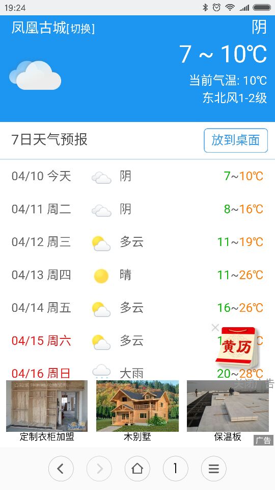凤凰古城天气预报7天图片