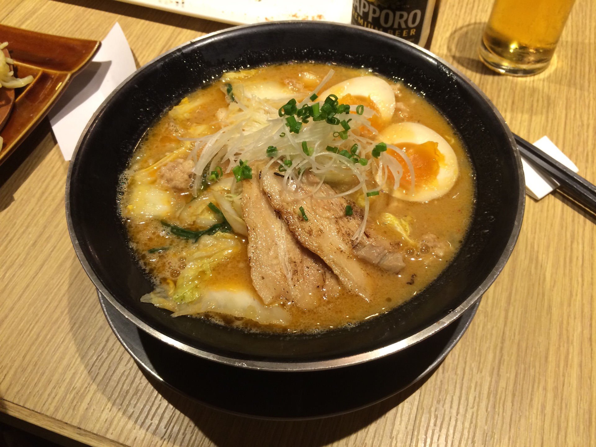 the tori miso ramen has a crazy rich broth. you.