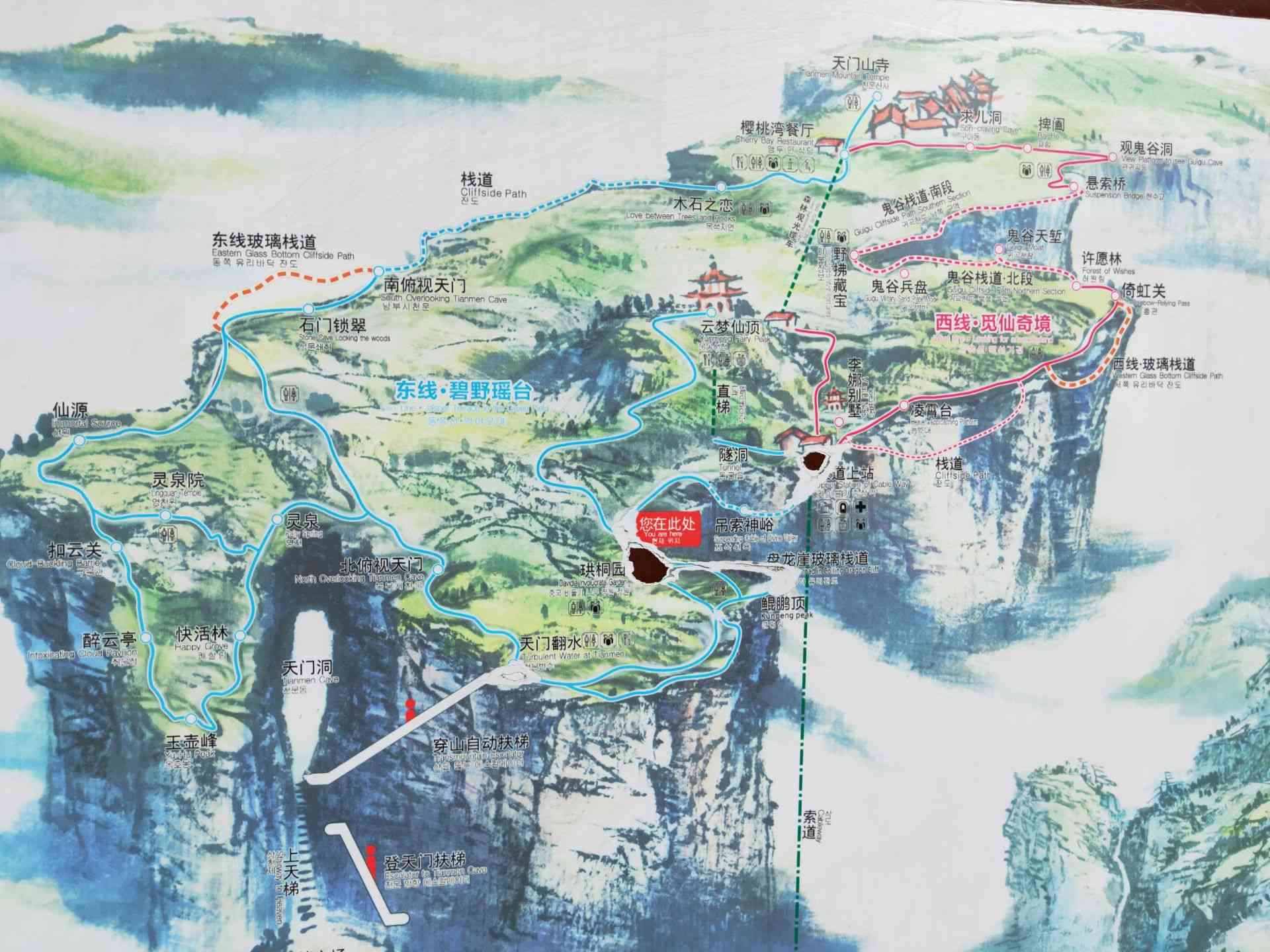 张家界天门山景区地图图片
