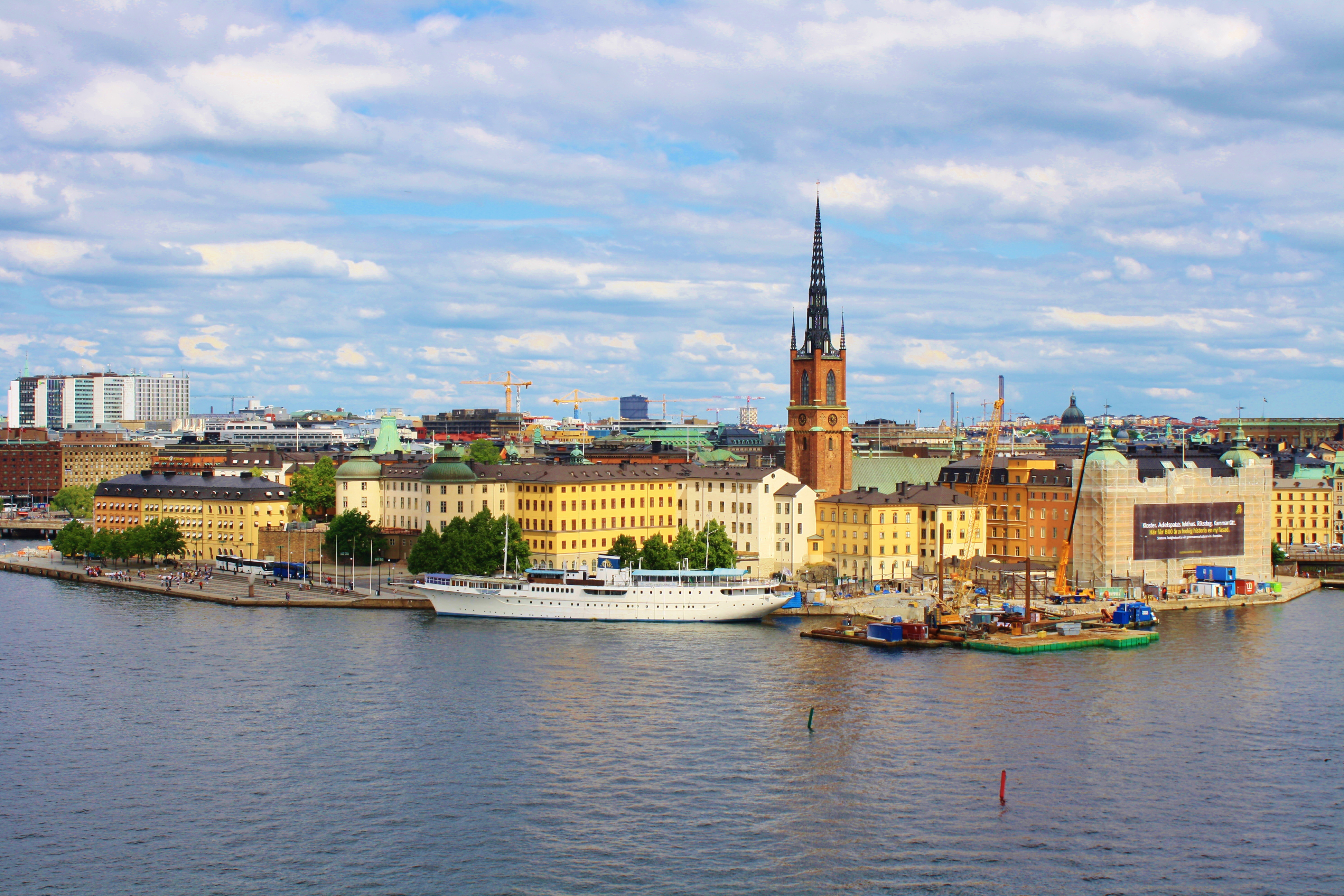 壁纸 斯德哥尔摩，老城，游艇，河，黄昏，瑞典 1920x1200 HD 高清壁纸, 图片, 照片